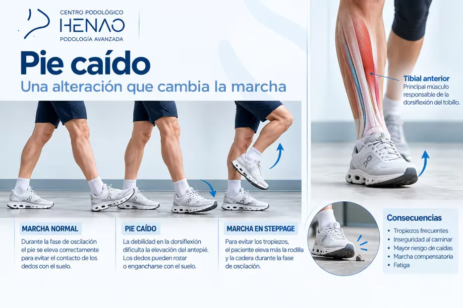 Infografía «Pie caído: una alteración que cambia la marcha»